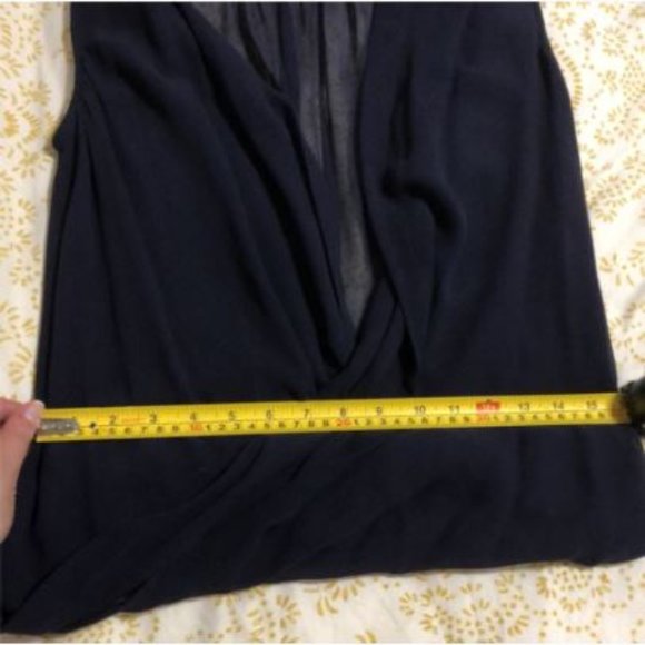 Babaton 100% Navy Silk Draped Blouse - Picture 4 of 10